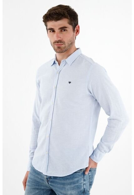 Camisa Clásica Azul Para Hombre