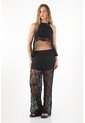 Tennis Pantalón Recto En Encaje Negro Para Mujer de Tennis