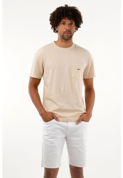 Camiseta Crudo Con Bolsillo Delantero Para Hombre