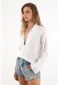 Tennis Camisa Blanca Manga Larga Con Escote 100% Lino Para Mujer de Tennis