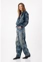 Tennis Chaqueta Bomber Fit Relajado Con Bordado Floral En Algodón Azul índigo Para Mujer de Tennis