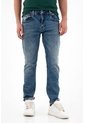 Tennis Jean Recto Tiro Medio Con Desgastes Azul Para Hombre de Tennis