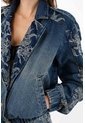 Tennis Chaqueta Bomber Fit Relajado Con Bordado Floral En Algodón Azul índigo Para Mujer de Tennis