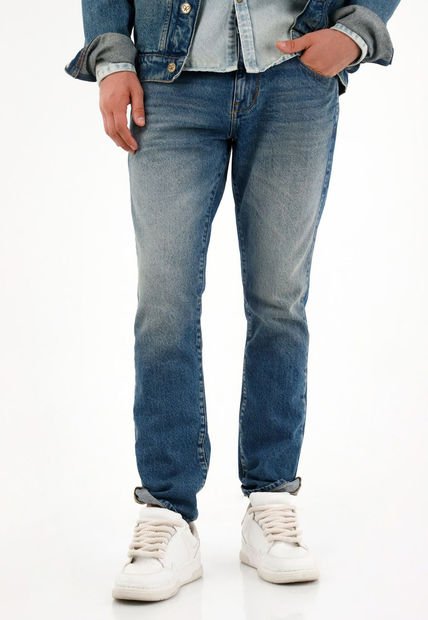 Jean Classic Tiro Medio Azul Para Hombre