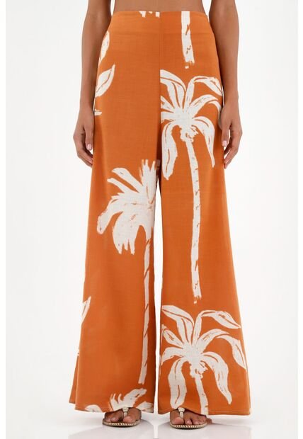 Pantalón En Lino Estampado Para Mujer