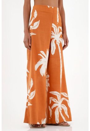 Pantalón En Lino Estampado Para Mujer