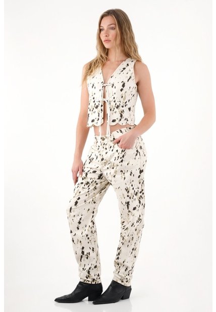 Pantalón Slouchy Con Estampado De Animal Print Para Mujer