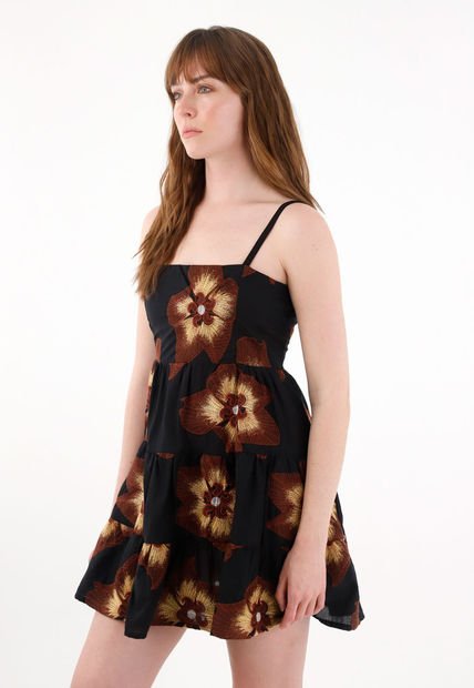 Vestido Corto Bordado Multicolor Para Mujer