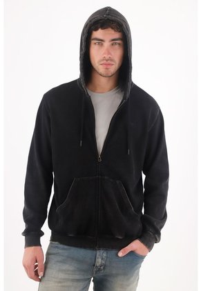 Tennis Buzo Regular Fit Con Efecto Lavado En Algodón Negro Para Hombre