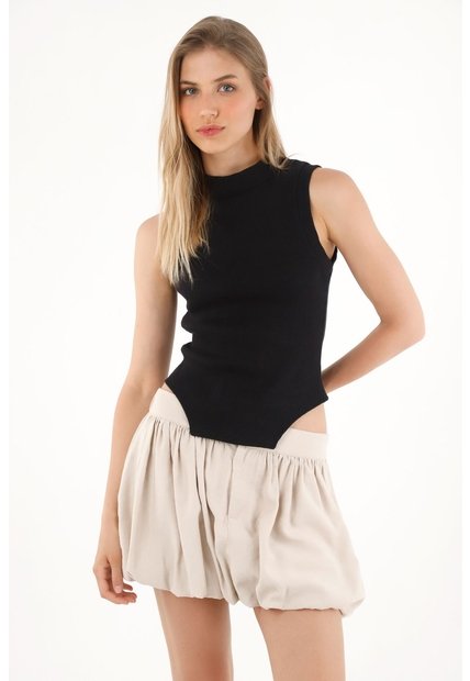 Tennis Camiseta Manga Sisa Negra Con Diseño Minimalista Para Mujer