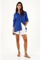Camisa En 100% Lino Azul Para Mujer de Tennis
