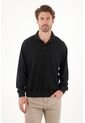 Tennis Buzo Tipo Polo Con Raqueta Bordada Negro Para Hombre de Tennis