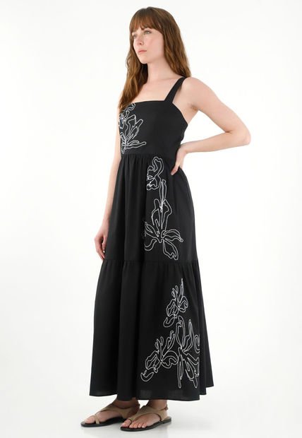 Vestido Amplio De Tiras Con Bordado Para Mujer