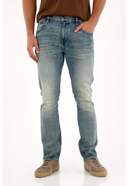 Tennis Jean Nudy Tiro Medio Azul Con Detalle Fruncido Para Hombre