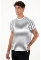 Camiseta Blanca Con Rayas Horizontales Para Hombre de Tennis