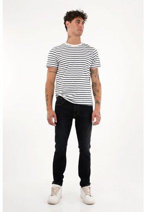 Camiseta Blanca Con Rayas Horizontales Para Hombre