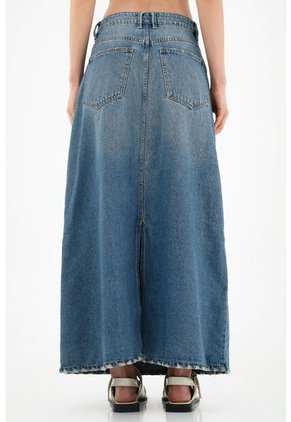 Falda Con Cortes Asimétricos Azul Para Mujer