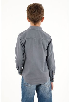 Camisa Oxford Manga Larga Azul Para Niño