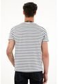 Camiseta Blanca Con Rayas Horizontales Para Hombre de Tennis