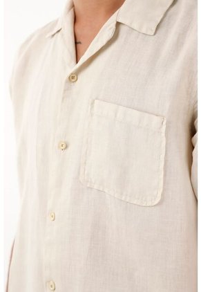 Tennis Camisa Crudo Manga Corta En 100% Lino Para Hombre