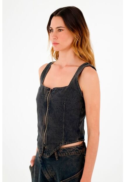 Tennis Chaleco Azul Con Cierre Para Mujer