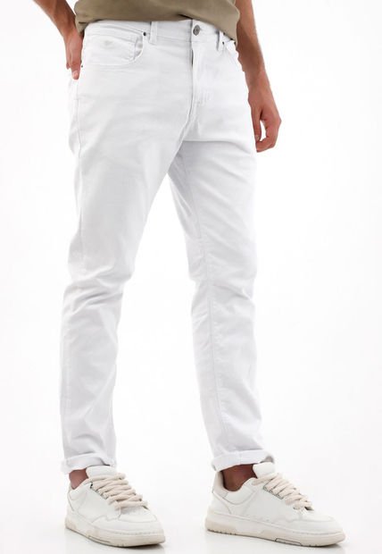 Pantalón Recto Cinco Bolsillos Blanco Para Hombre