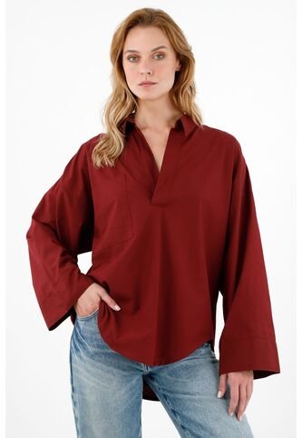 Tennis Camisa Roja En Popelina Para Mujer Tennis