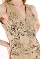 Tennis Chaleco Tipo Suede Floral Café Para Mujer de Tennis