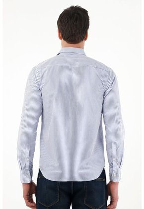 Tennis Camisa Con Diseño A Rayas Manga Larga Azul Para Hombre