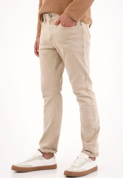 Pantalón Recto Cinco Bolsillos Crudo Para Hombre