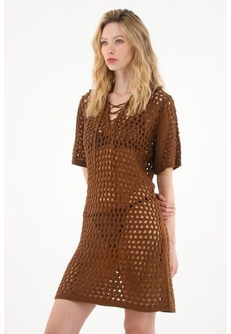 Vestido Corto Tejido Café Para Mujer Tennis