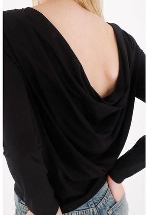 Tennis Camiseta En Tejido Liviano Con Escote En Espalda Negra Para Mujer