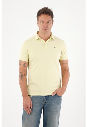 Tennis Polo En Piqué Licra Amarilla Para Hombre
