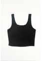 Tennis Camiseta Crop En Rib Negra Con Textura Suave Para Mujer Con Acabado Suave de Tennis