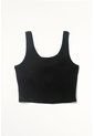 Tennis Camiseta Crop En Rib Negra Con Textura Suave Para Mujer Con Acabado Suave de Tennis