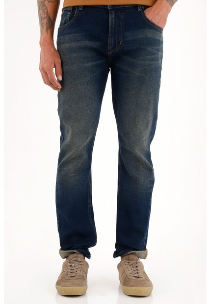 Tennis Jean Nudy Azul Tiro Medio Con Bigotes 3D Para Hombre