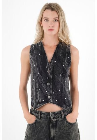 Tennis Chaleco Negro Con Mini Apliques Para Mujer Tennis