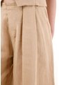 Tennis Pantalón Wide Leg En 100% Lino Con Tablas Crudo Para Mujer de Tennis