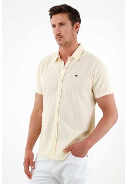 Camisa Amarilla Cuello Clásico Para Hombre