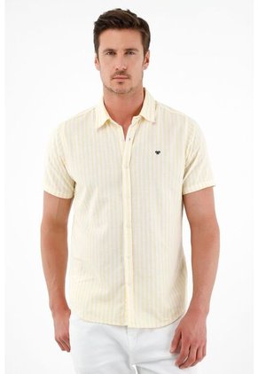 Camisa Amarilla Cuello Clásico Para Hombre