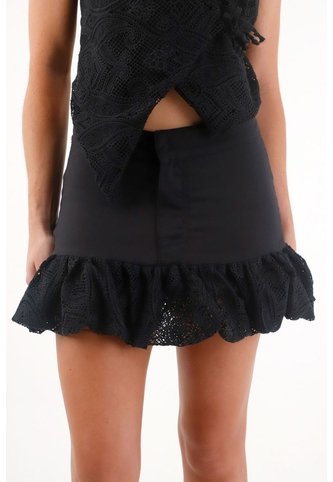 Tennis Falda Corta Con Detalle Tipo Globo Negra Para Mujer Tennis