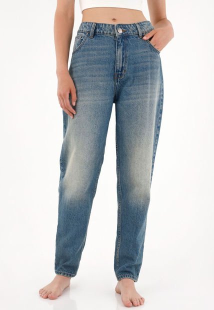 Jean Mom Fit Tiro Alto Con Realce En Las Costuras Para Mujer