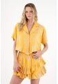 Tennis Camisa Amarilla Con Bordado De Flores Para Mujer de Tennis