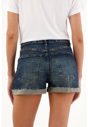 Tennis Bermuda Azul Con Arrugas 3D Para Mujer