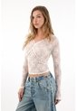 Tennis Camiseta En Encaje Manga Larga Crudo Para Mujer de Tennis