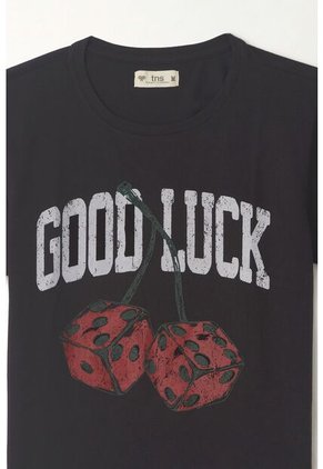 Tennis Camiseta Manga Corta Estampada Negra Con Diseño Limpio Para Mujer