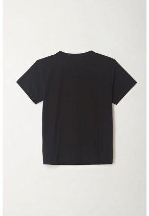 Tennis Camiseta Manga Corta Estampada Negra Con Diseño Limpio Para Mujer