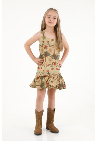 Vestido Corto Con Estampado De Flores Para Niña Tennis