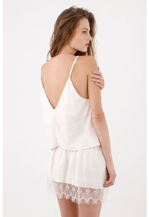 Tennis Top De Tiras Suelto Con Escote En V En Blanco Para Mujer