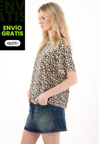 Tennis Camiseta Oversized Estampado Animal Print Para Mujer Tennis